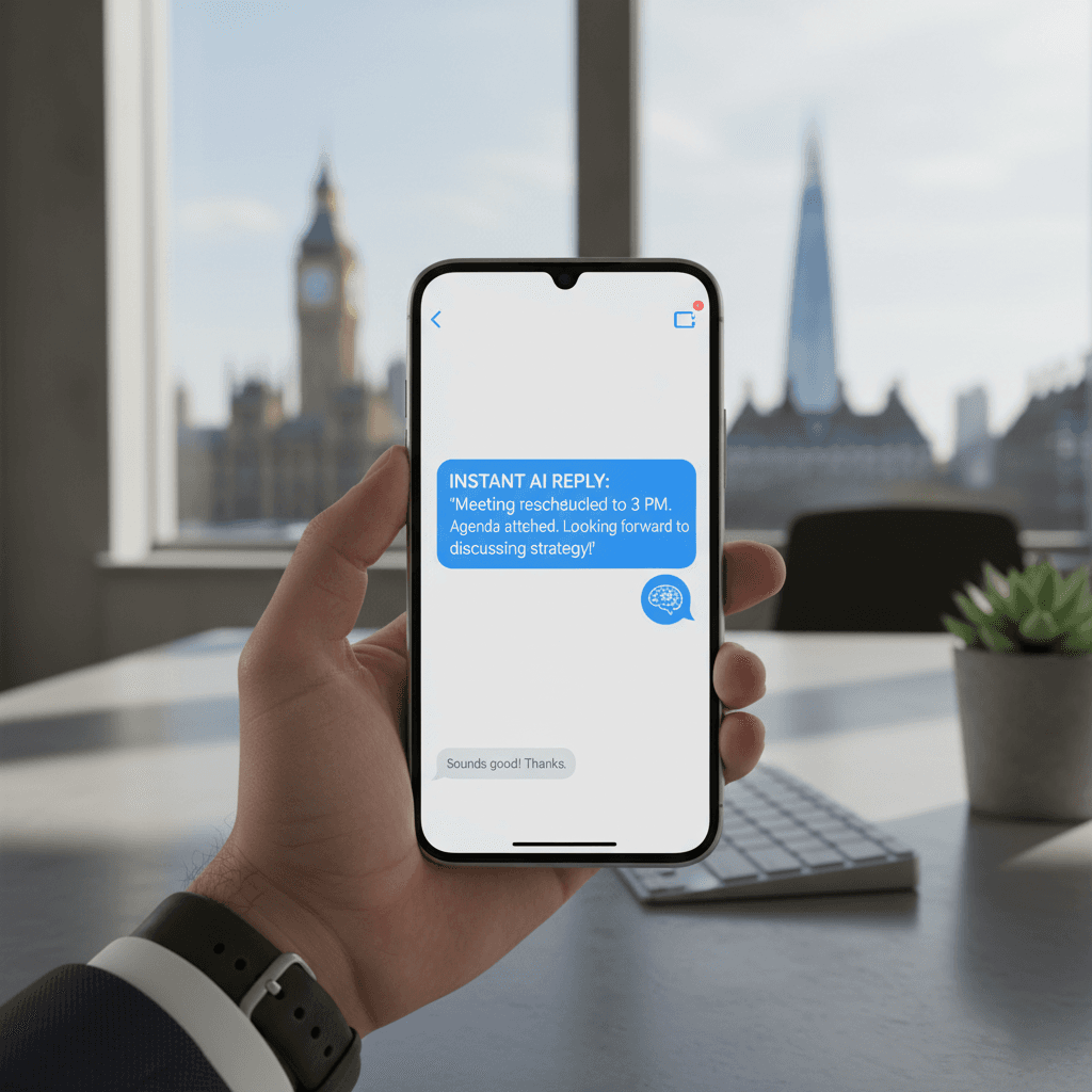 A smartphone screen showing an AI message reply.