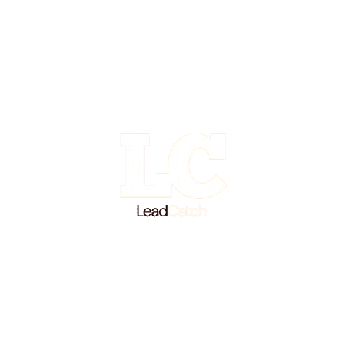 LeadCatch logo with large pale LC initials and the brand name LeadCatch centered below.